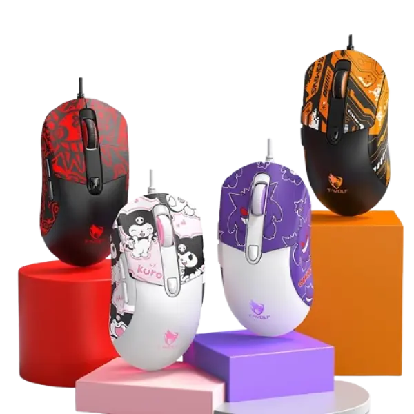T-wolf G550 Gaming Mouse RGB WITH Gengar Kuromi Sticker