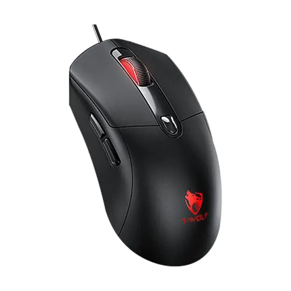 T-WOLF G550 RGB Wired Black Gaming Mouse With Red Gengar Kuromi Sticker