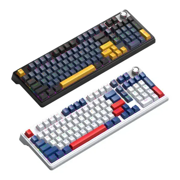 T-WOLF T78 Tri-mode Wireless Gaming Mechanical Keyboard, White Blue (Red Switch)