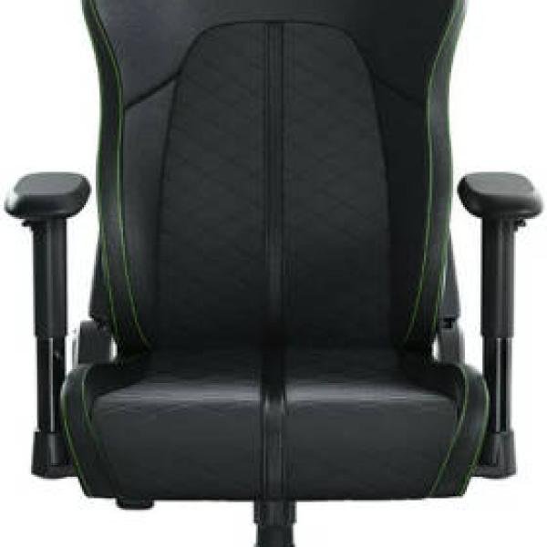 Razer Enki X Essential Leather Gaming Chair, 2D Armrests, Built-In Lumbar Arch, Optimized Cushion Density, Adjustable 152° Recline, 60mm PU Coated Casters, Black & Green | RZ38-03880100-R3G1