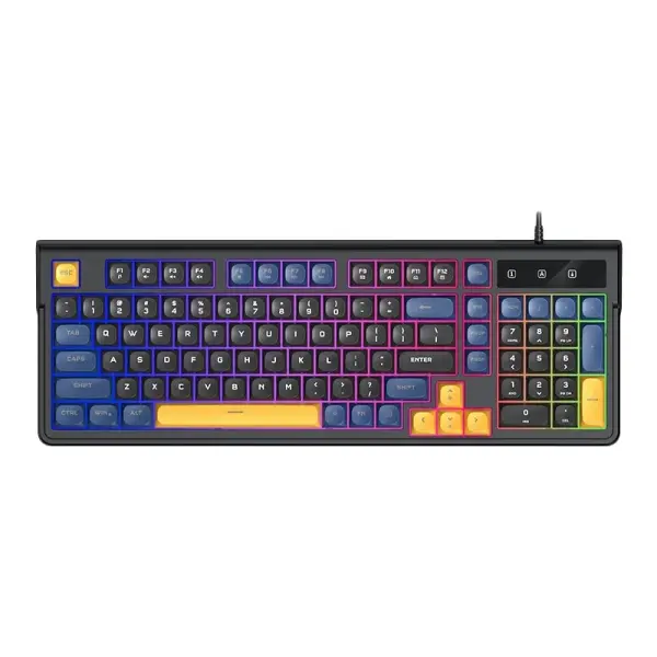 T-WOLF T13 Wired Gaming Keyboard Mechanical Feel 98-Keys Keyboard with RGB Backlit for Windows / Mac - T13 Black Navy