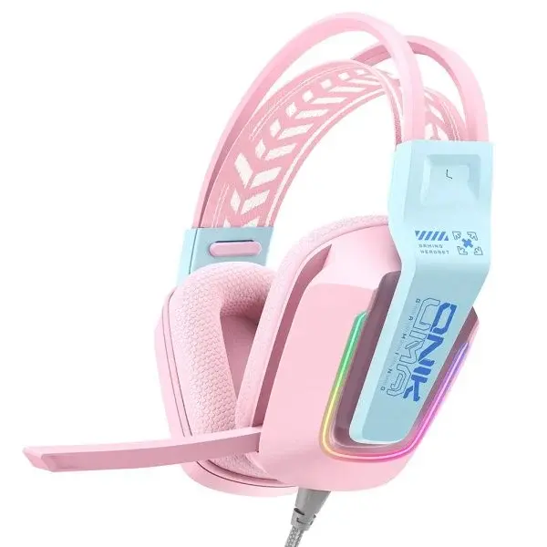 ONIKUMA X13 RGB Colorful Lighting Wired Gaming Headset with Microphone | Pink